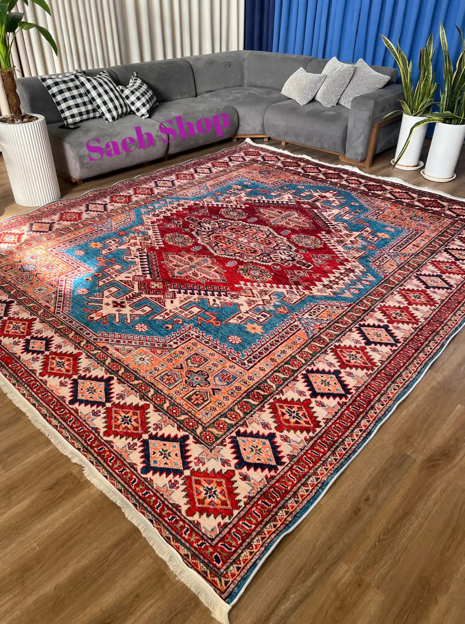 فرش لچک سنتی صائب | فرش گبه صائب | کد : O144