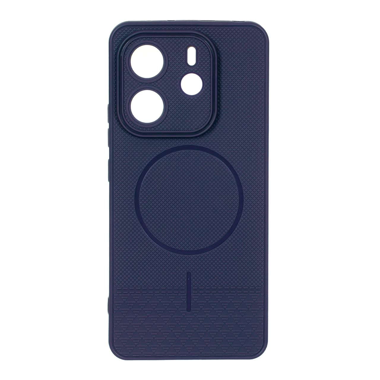 قاب شطرنجی طرح مگ سیف محافظ لنزدار Xiaomi Redmi Note 14 4G – سرمه ای
