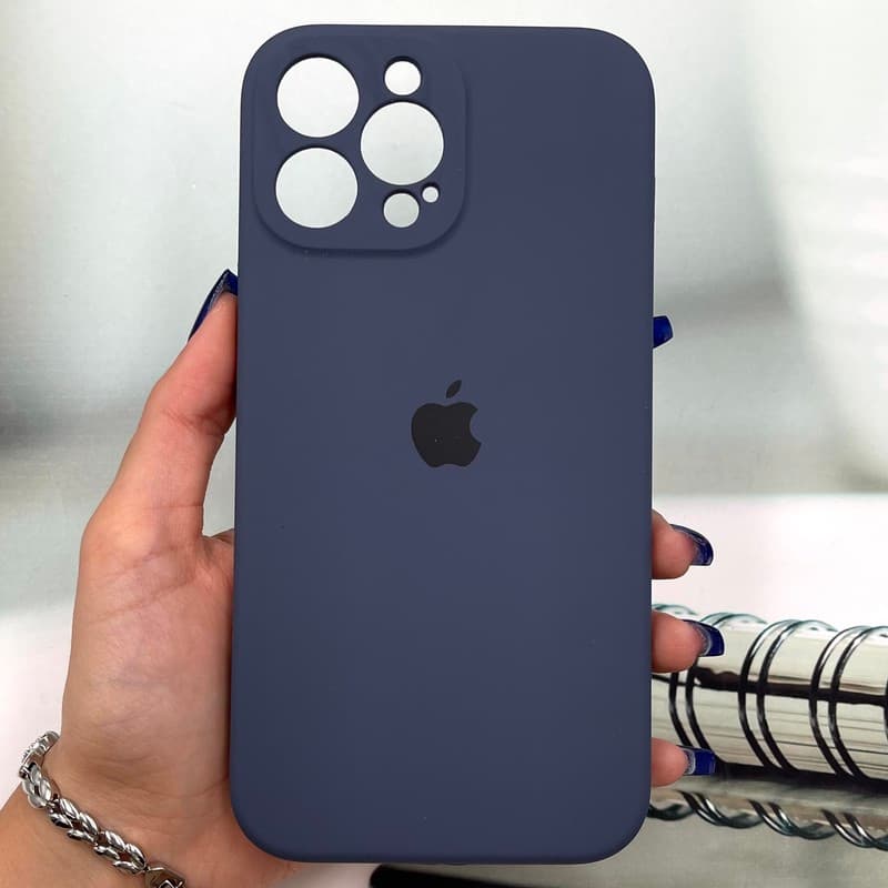 قاب گوشی iPhone 13 Pro Max آیفون سیلیکونی پاک کنی اورجینال داخل پارچه ای محافظ لنز دار رنگ سرمه ای تیره کد 259391