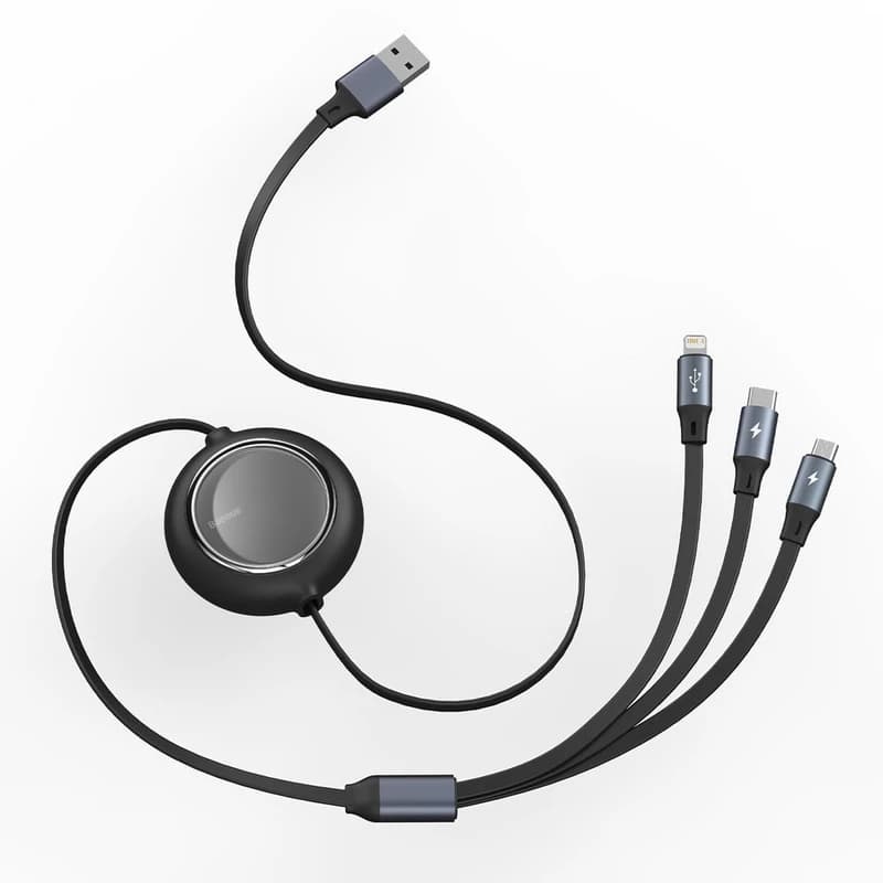 کابل تبدیل USB به MICRO USB / USB-C / لایتنینگ باسئوس مدل CAMLT-MJ01 طول 1.2 متر