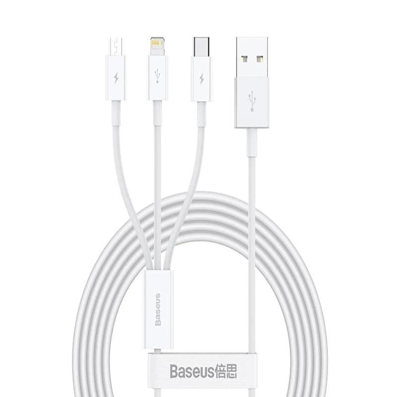 کابل تبدیل USB به microUSB / لایتنینگ / USB-C باسئوس مدل CAMLTYS-02 طول 1.5 متر