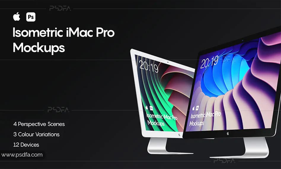 موکاپ آی مک پرو ایزومتریک برای فتوشاپ – Isometric iMac Pro Mockup