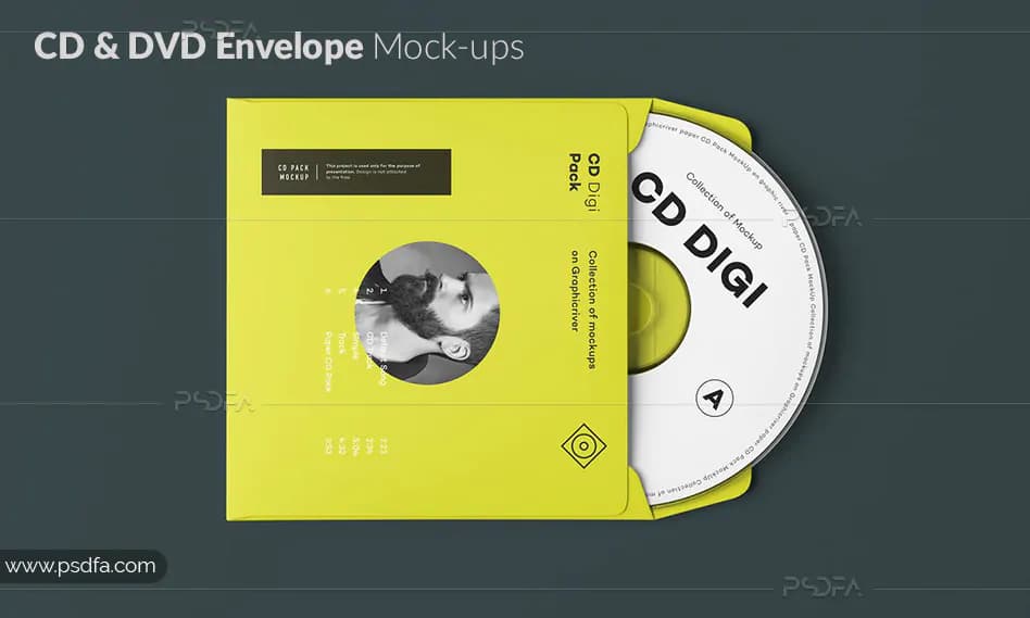 قالب لایه باز موکاپ پاکت CD و DVD برای فتوشاپ با فرمت PSD