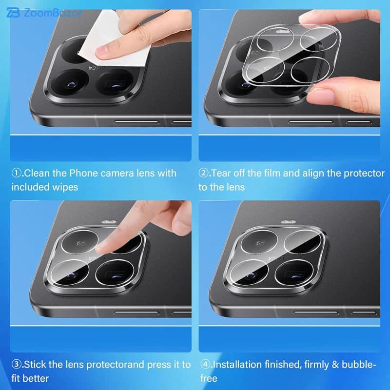 محافظ لنز دوربین شیشه‌ای اپیکوی مدل 3D-Clear Lenz مناسب برای گوشی موبایل شیائومی 15T — تصویر ۴