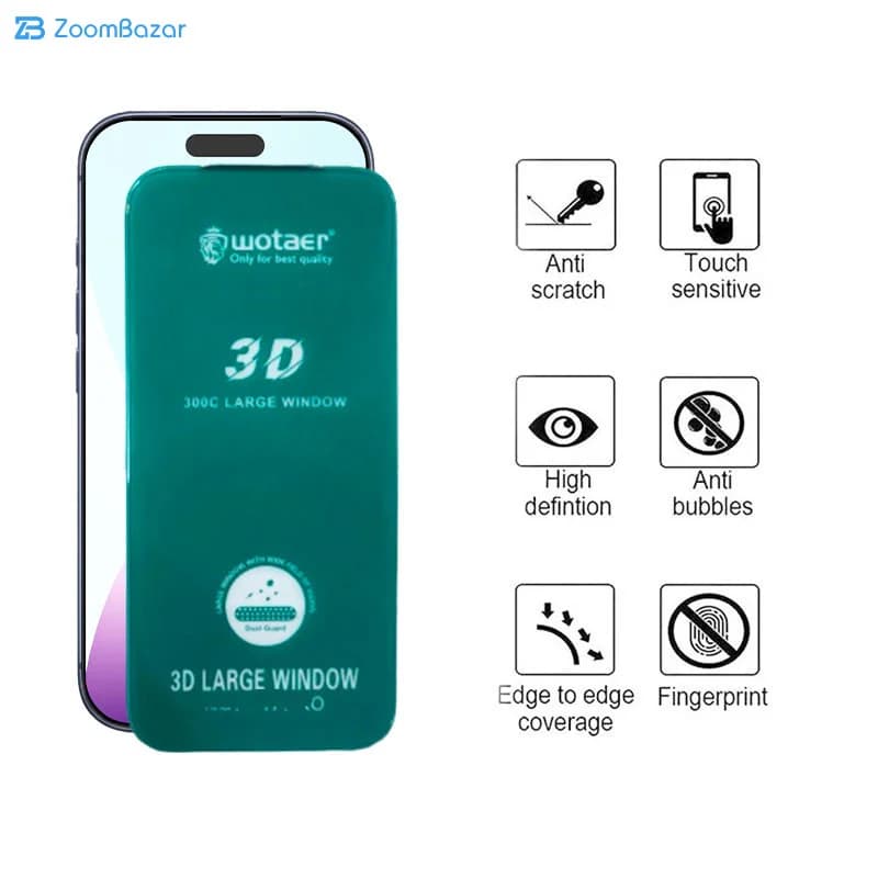 گلس اپیکوی مدل Wotaer 3D Large Window مناسب برای گوشی موبایل اپل iPhone 17/ 17 Pro / 16 Pro — تصویر ۶