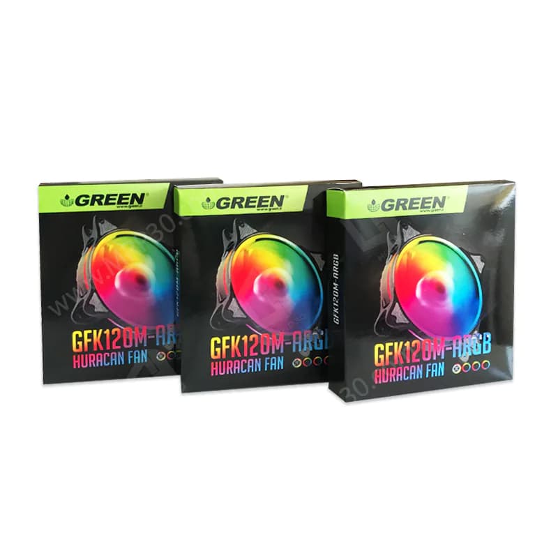 کیت 3 عددی فن کیس گرین Green HURACAN FAN GFK120M-ARGB استوک