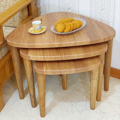 میز عسلی 3 عددی مدل دلسا مثلثی کم جا چوبی کامنا مدل 13152875