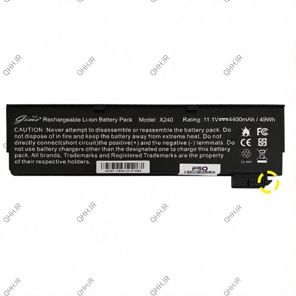 باتری لپ تاپ لنوو ThinkPad X240-X260-T450-6Cell Gimo Plus مشکی-49 وات ساعت — تصویر ۶