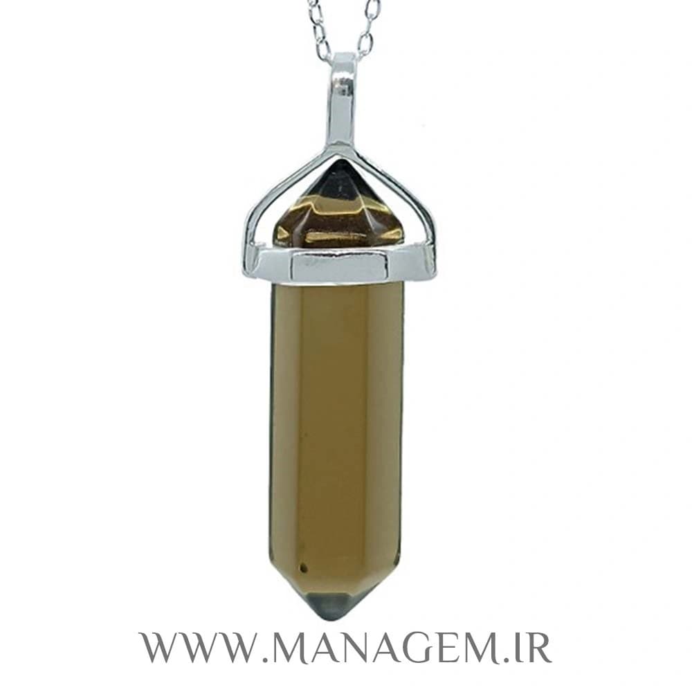 گردنبند منشور کوارتز دودی
