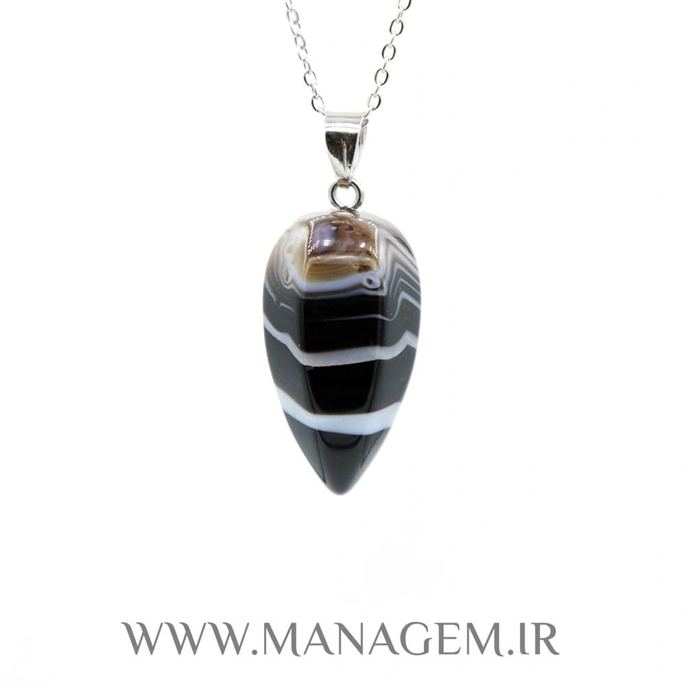 گردنبند سنگ عقیق سیاه طرح اشک