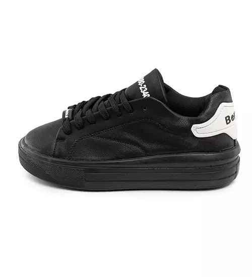 کفش روزمره مردانه Bershka چرم مصنوعی بند دار مشکی 46470