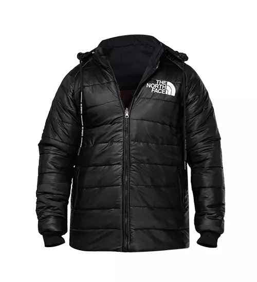کاپشن سیلیکونی دو رو مردانه کلاه دار مشکی North Face 46317
