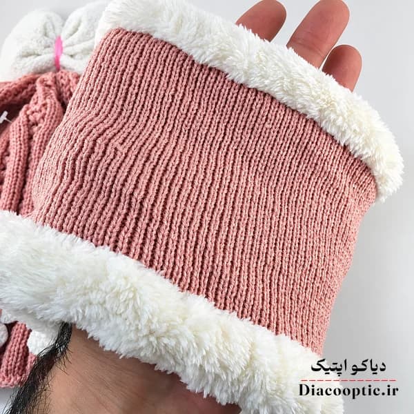 شال و کلاه بچگانه خزدار شال رینگی مدل بافتنی گل بابونه کد 1269 — تصویر ۷