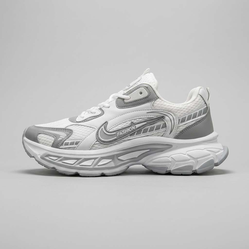 کتونی مردانه فشن سفید طوسی | Men’s White Grey Fashion Sneakers