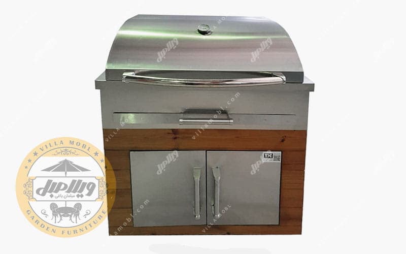 باربیکیو ذغالی 110 سانت کابین دار ذغالی بالا استیل کابین استیل ترموود عرض 60