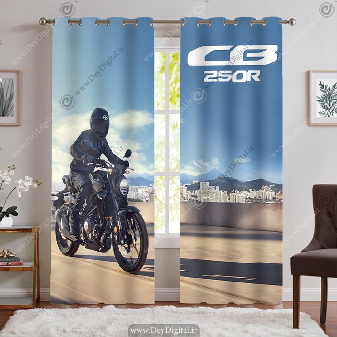 پرده سه بعدی پانچی طرح موتور سواری در کویر BA-9228