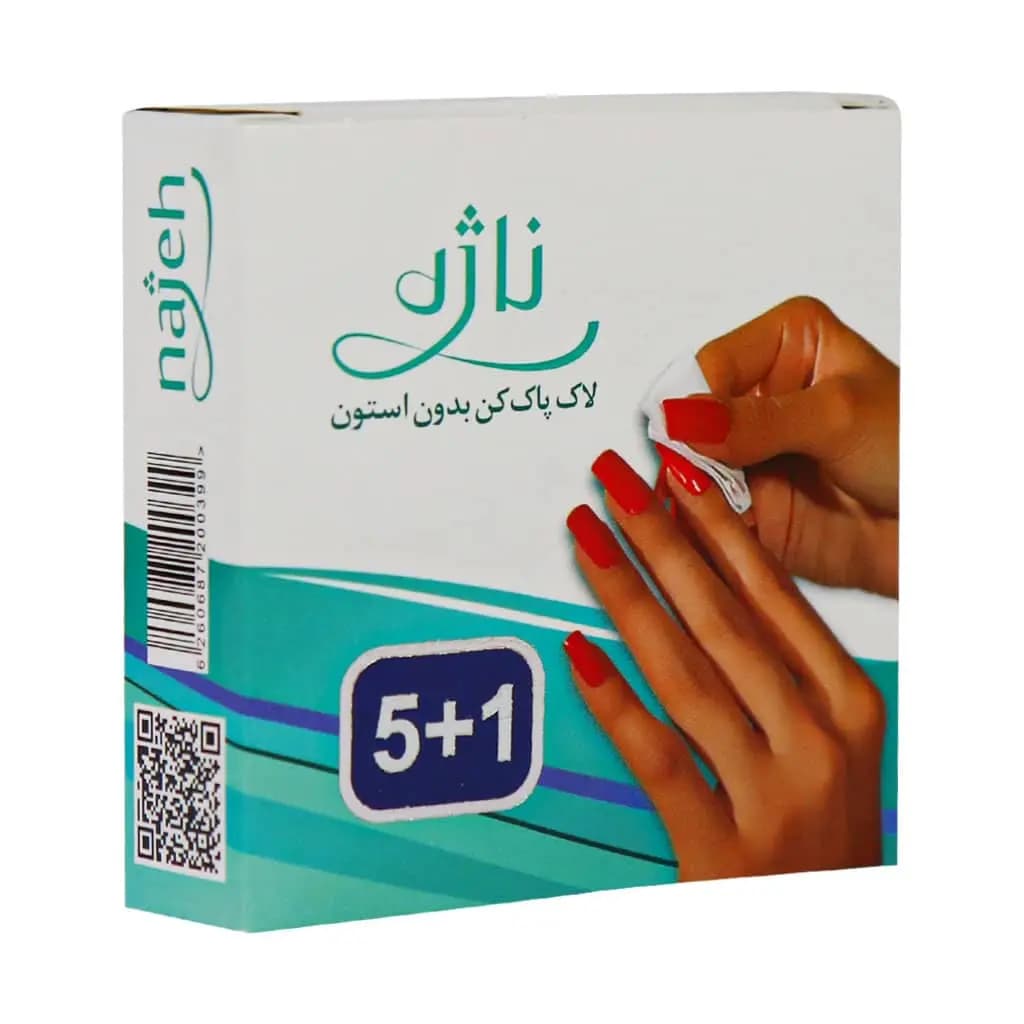 پد لاک پاک کن ورقه ای ناژه فاقد استون بسته ۶ عددی