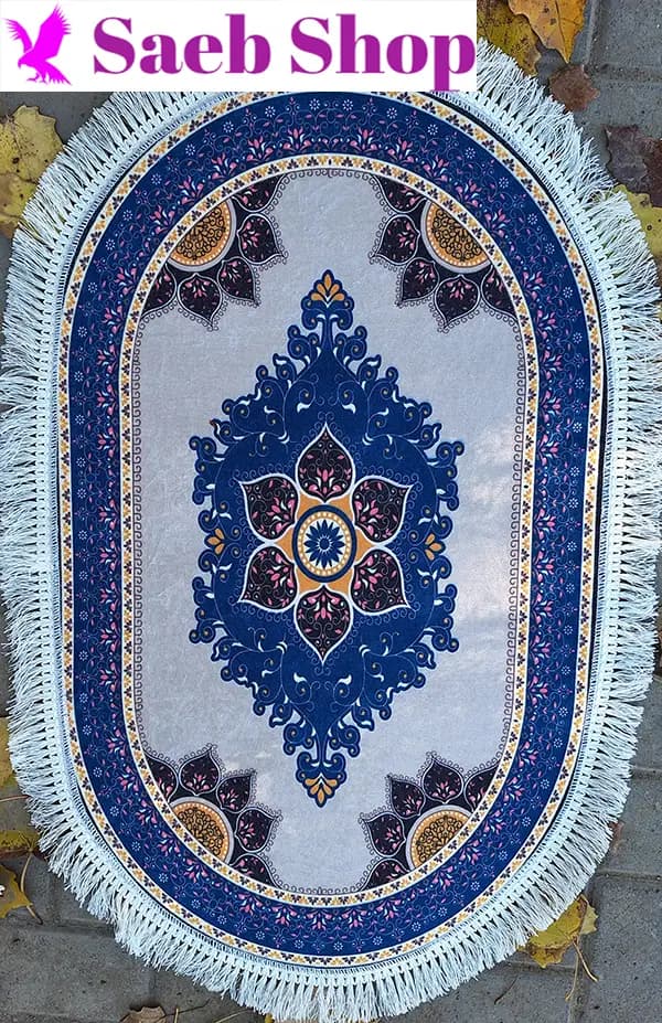 فرش بیضی سرمه ای | فرش بیضی صائب | کد : b07 (عکس محصول قدیمی است)