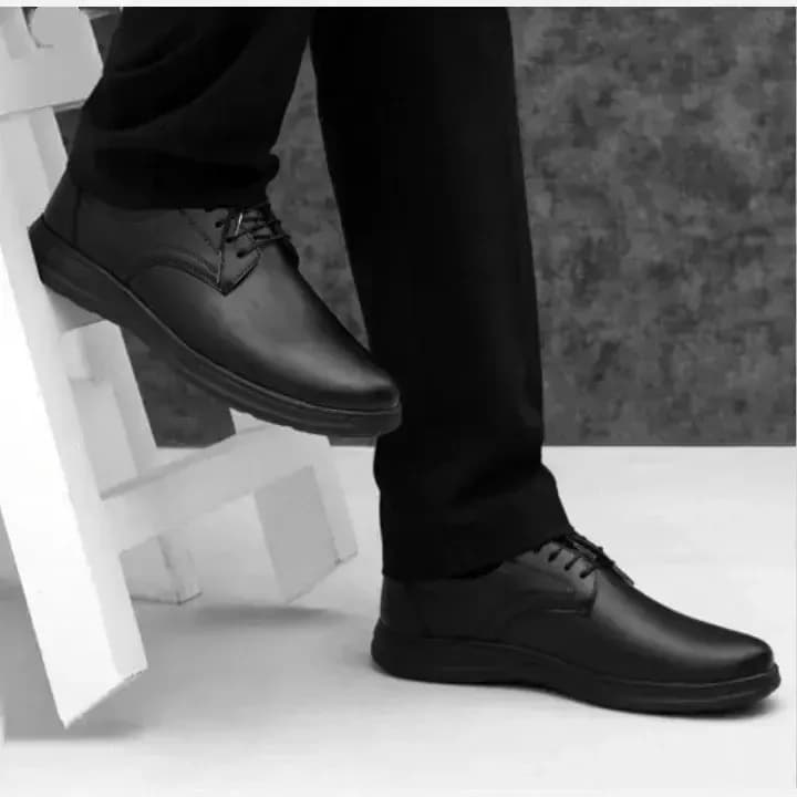 کفش مردانه رسمی چرم مصنوعی مشکی مدل اشتاین — تصویر ۲
