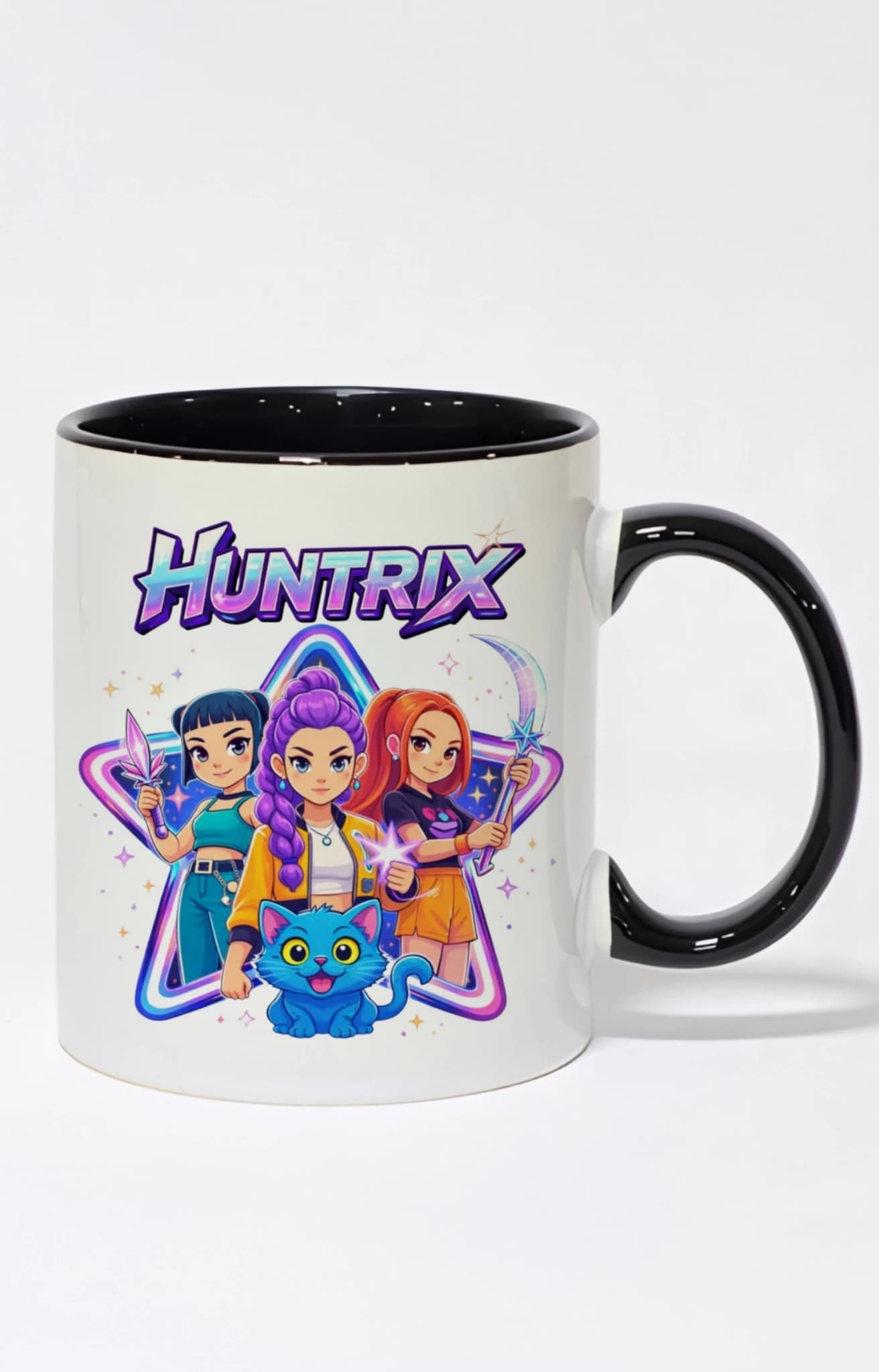 ماگ دسته و داخل رنگی طرح هانتریکس huntrix کد 10404