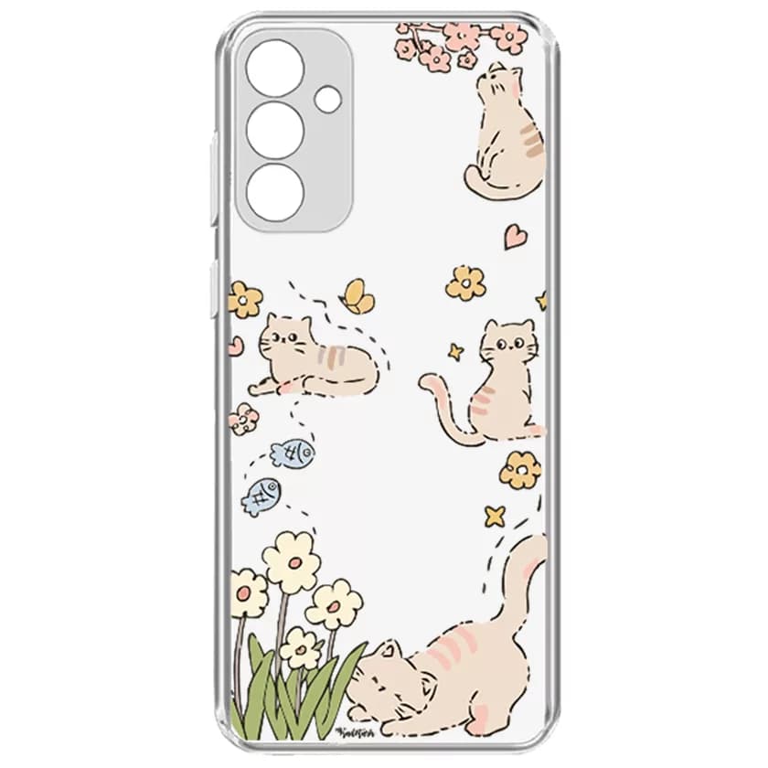 کاور گوشی طرح Cat & Flowers مناسب برای گوشی موبایل سامسونگ Galaxy A35