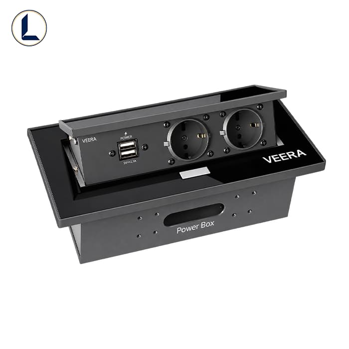 دو پریز ارت+USB+TypeC کابینتی توکار ویرا الکتریک