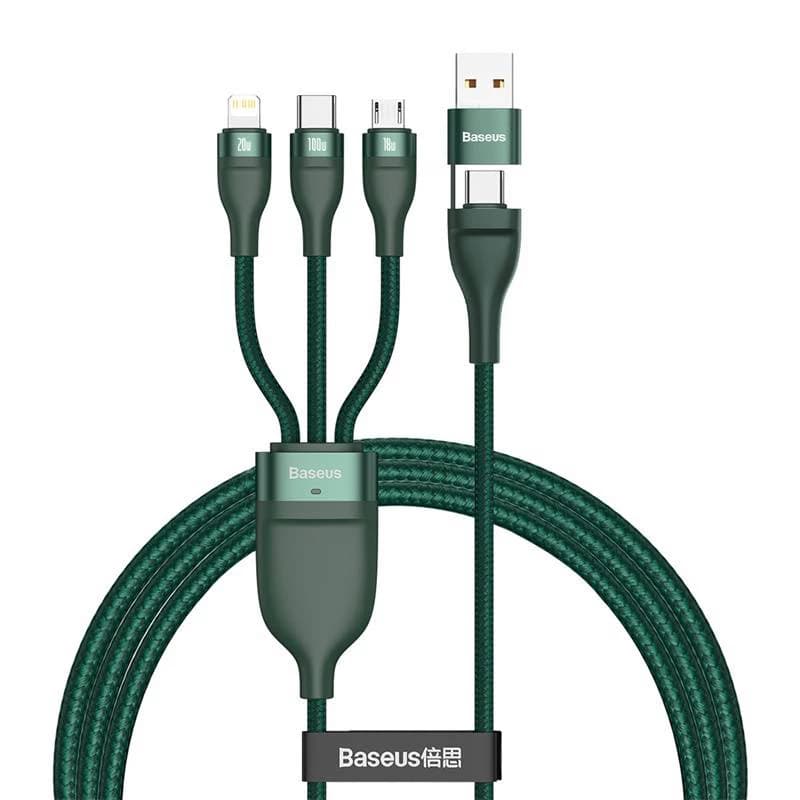 کابل تبدیل USB به microUSB / لایتنینگ / USB-C باسئوس مدل CA2T3-06 طول 1.2 متر