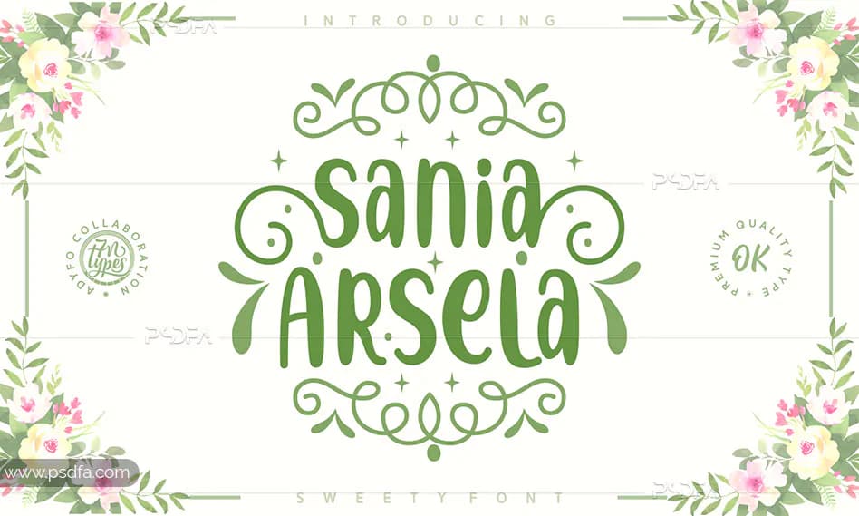 فونت انگلیسی فانتزی و رمانتیک Sania Arsela Font