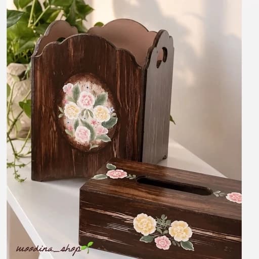 سطل و جعبه دستمال کاغذی چوبی کامنا مدل 13144538