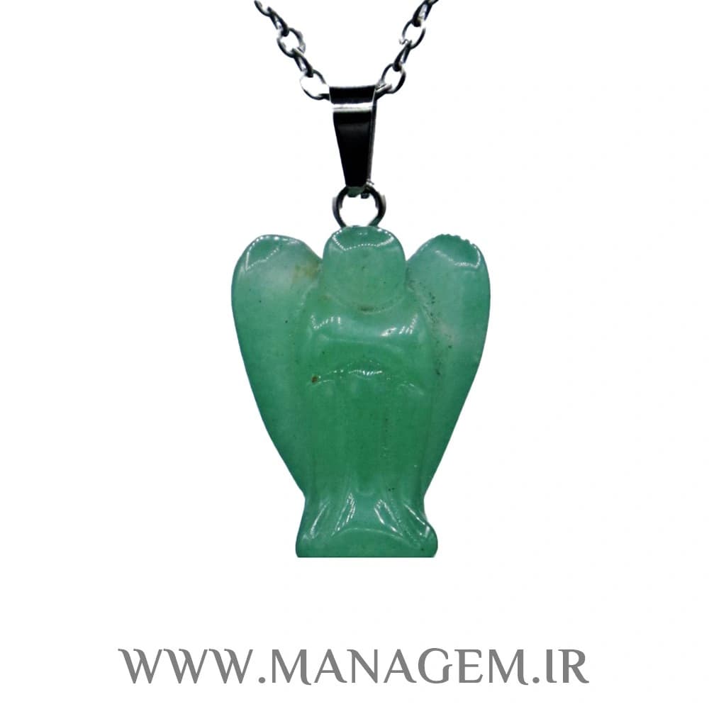 گردنبند سنگ آونتورین سبز طرح فرشته