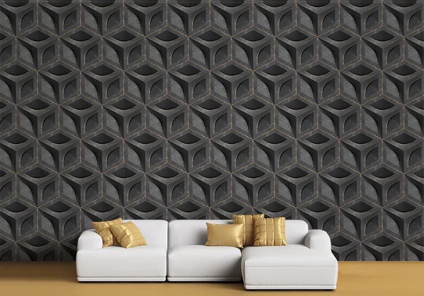 کاغذ دیواری سه بعدی طرح هندسی مشکی BA-8417