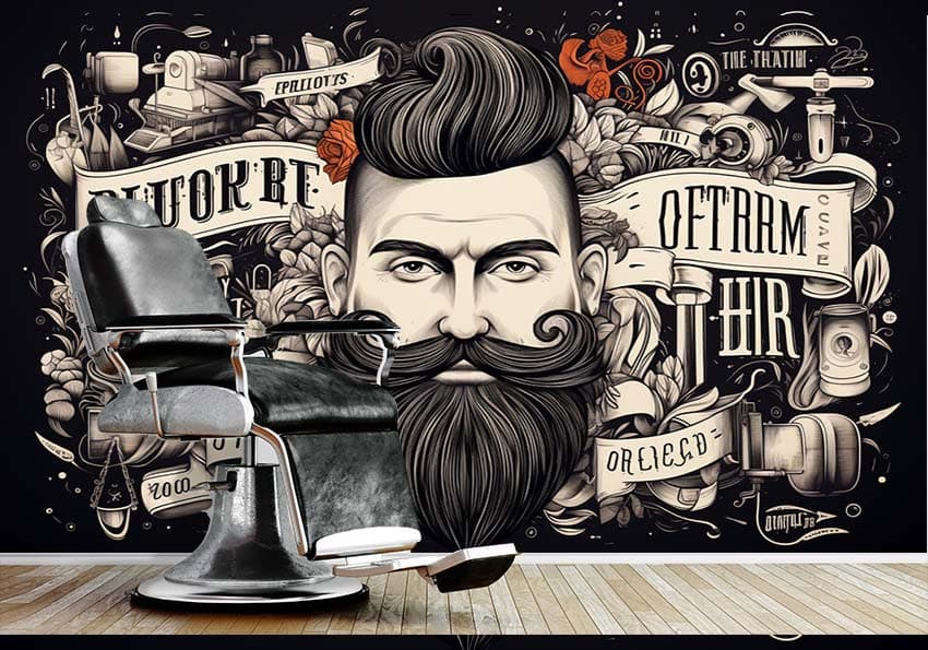 پوستر سه بعدی طرح وکتوری و تایپوگرافی برای آرایشگاه مردانه HQ-1812