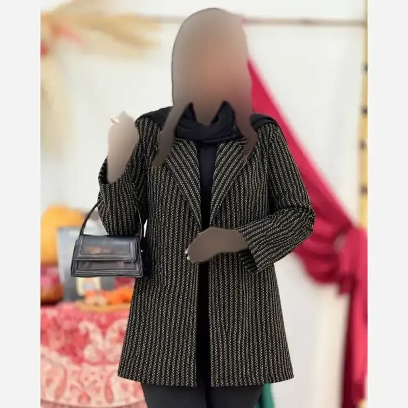 کت تک پاییزه مدل آلما جنس توییت گندمی فری سایز — تصویر ۳
