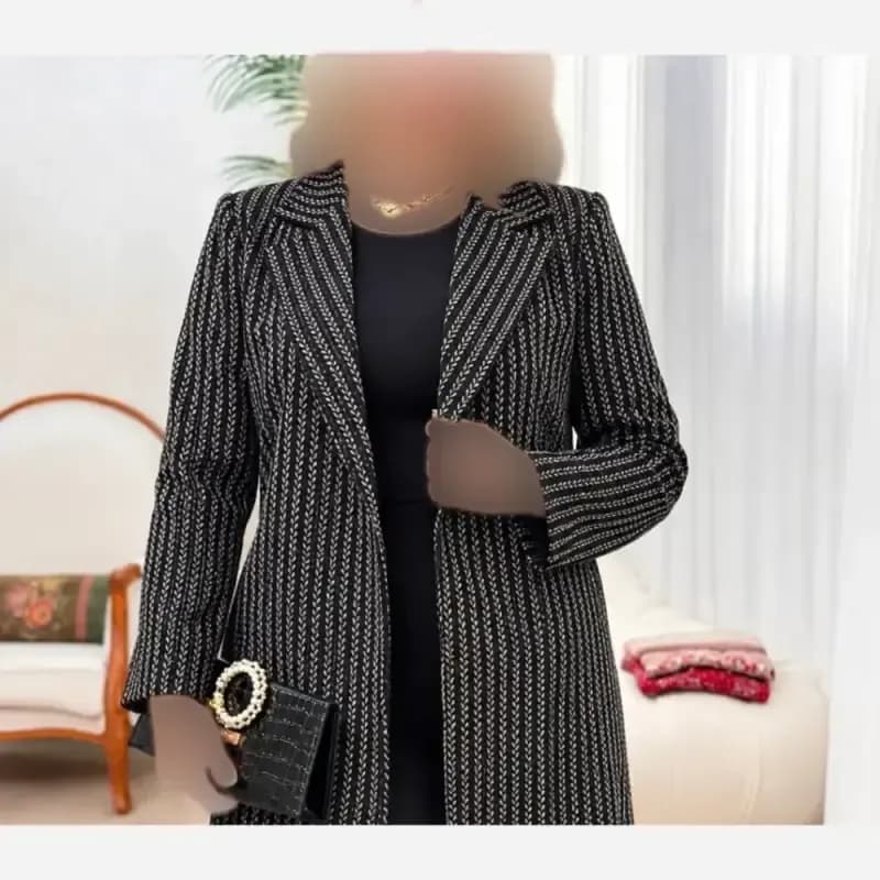 کت تک پاییزه مدل آلما جنس توییت گندمی فری سایز — تصویر ۴