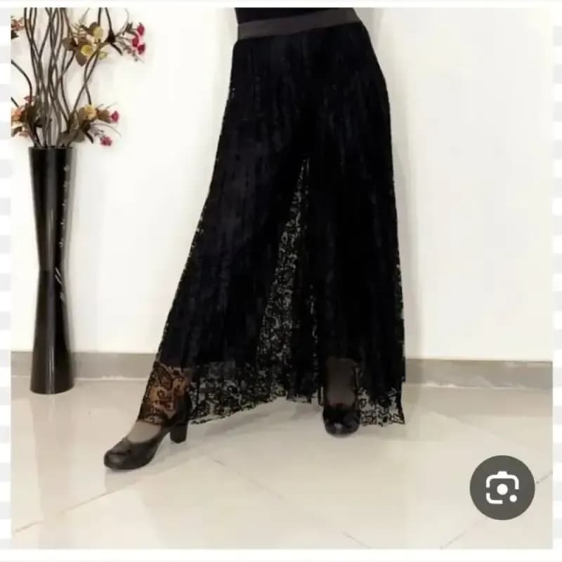 شلوار پلیسه گیپور زنانه مشکی آستر دار قد 95 سایز 38 تا 48 — تصویر ۷