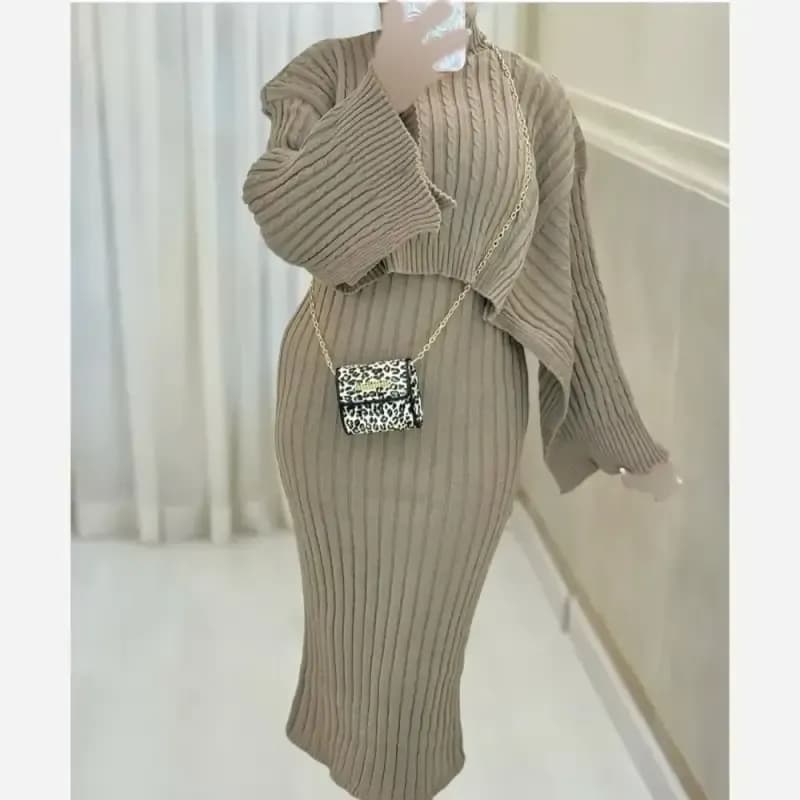 ست دوتیکه سارافون و رویه بافت ترک فری سایز — تصویر ۵
