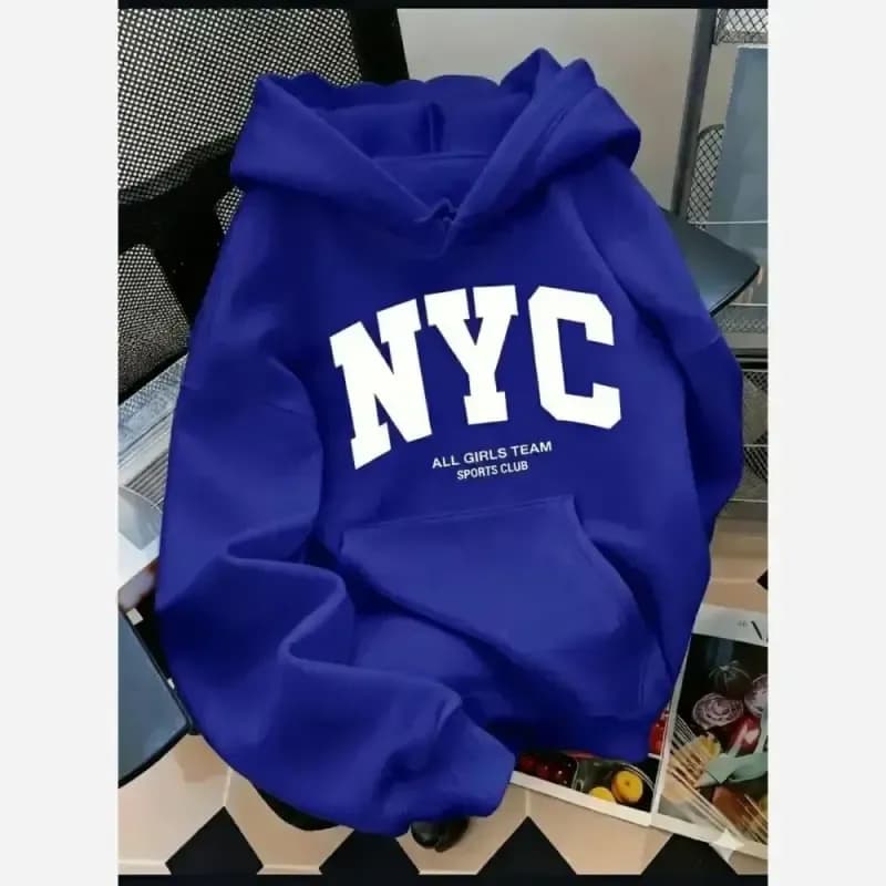 هودی زنانه دورس داخل کرکی طرح NYC فری سایز — تصویر ۳