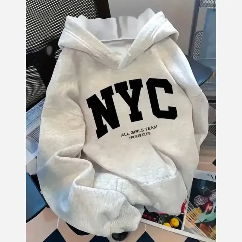 هودی زنانه دورس داخل کرکی طرح NYC فری سایز — تصویر ۴