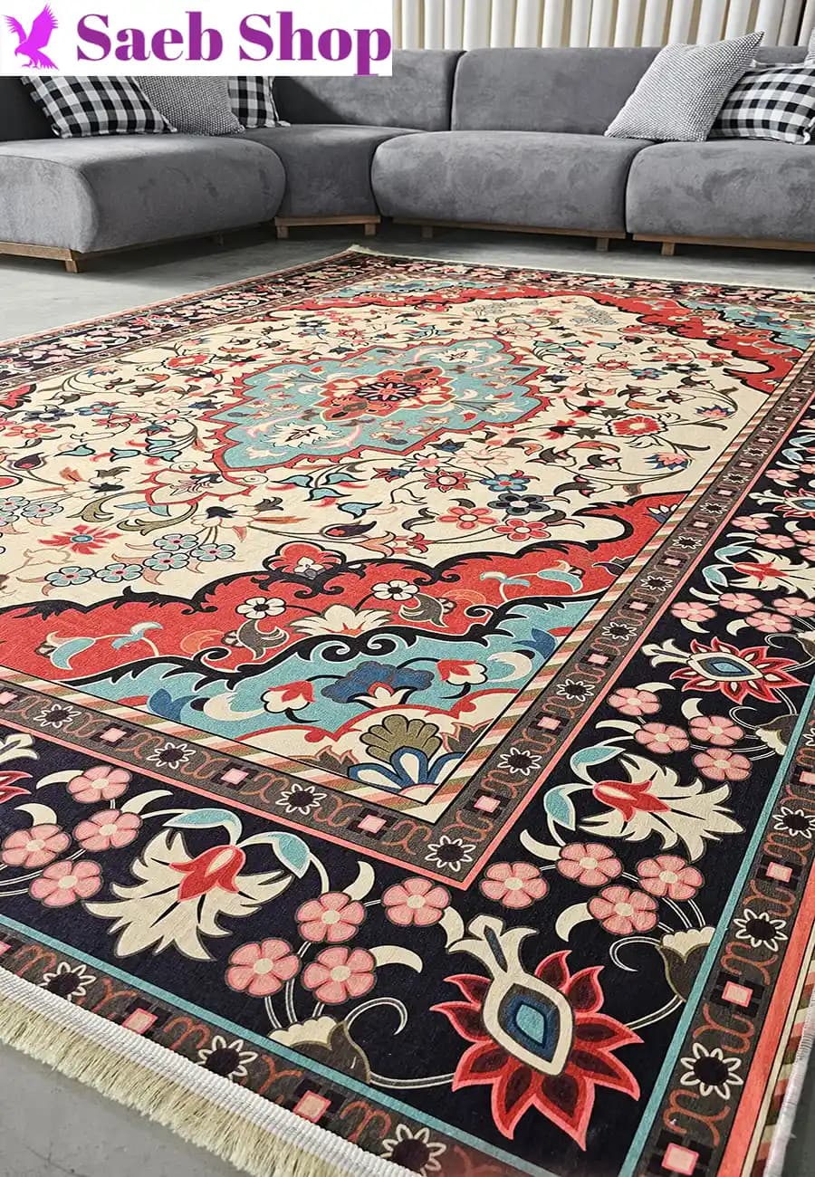 فرش اسلیمی گلستان گل | فرش گبه صائب | کد : h155
