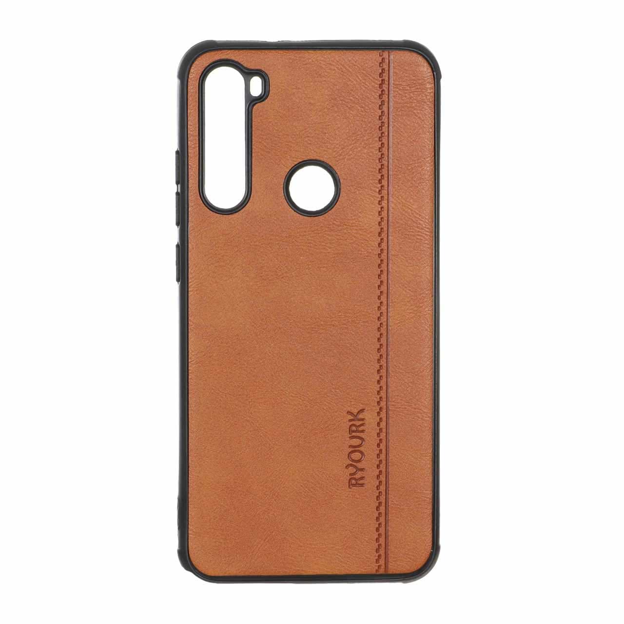 قاب طرح چرم RYOURK مدل Xiaomi Redmi Note 8 – عسلی