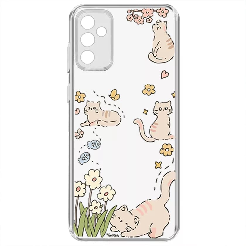 کاور گوشی طرح Cat & Flower مناسب برای گوشی موبایل سامسونگ Galaxy A34