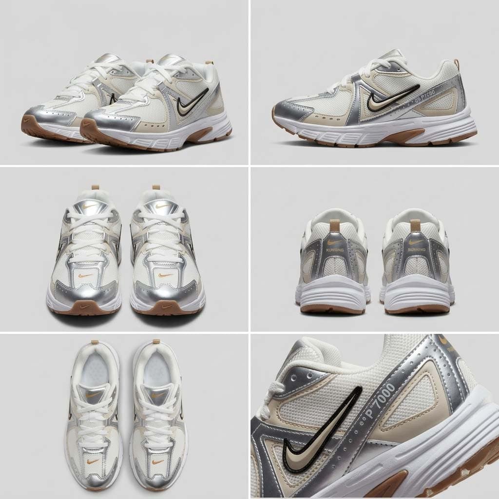 کتونی مردانه نایک P-7000 سفید کرم | Nike P-6000 Grey White Men’s Sneakers — تصویر ۲