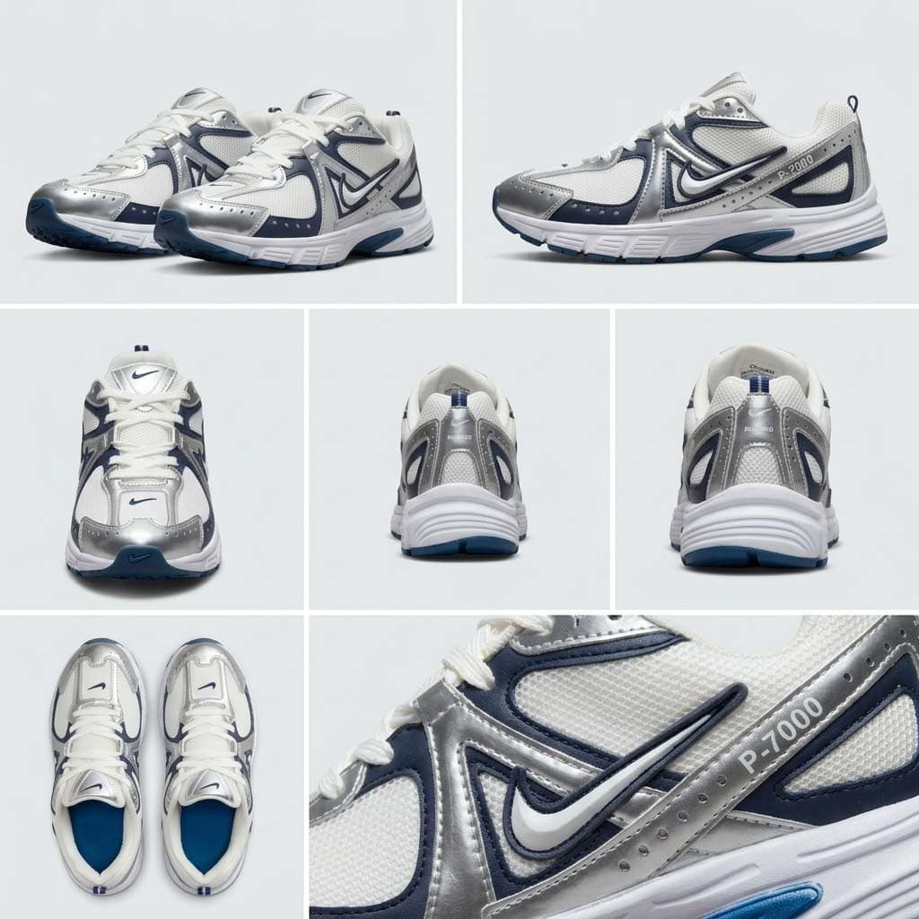 کتونی مردانه نایک P-7000 سفید سرمه ای | Nike P-6000 Grey White Men’s Sneakers — تصویر ۳
