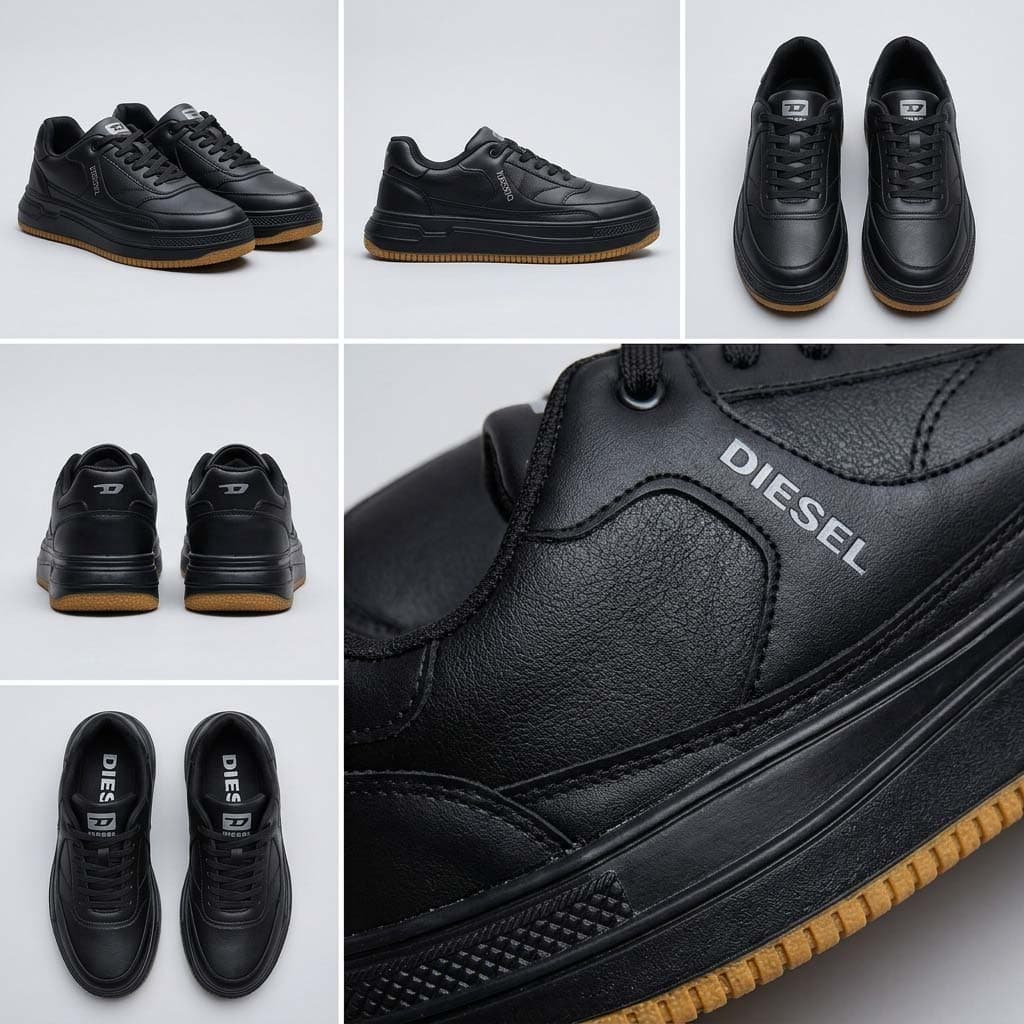 کتونی مردانه ونس دیزل مشکی کاراملی | Diesel Black Caramel Sneakers — تصویر ۲