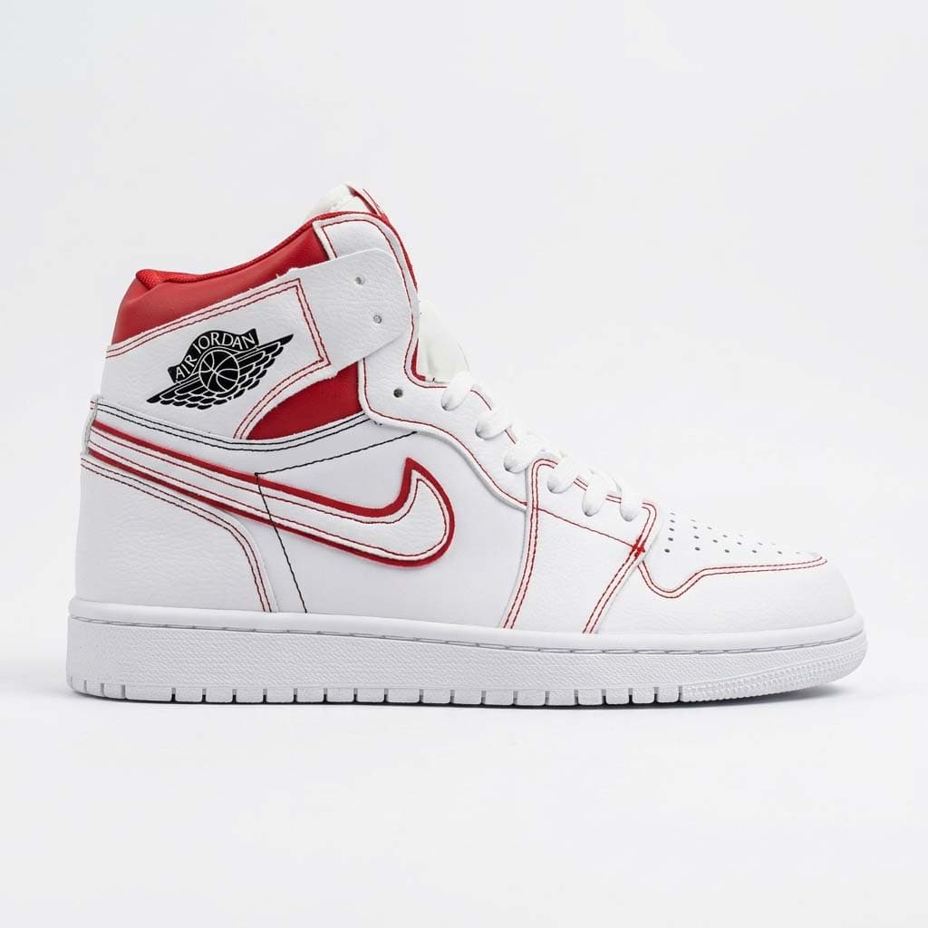 کتونی ساق‌دار مردانه Air Jordan 1 سفید قرمز مناسب استایل روزمره B | سایز 41 تا 44