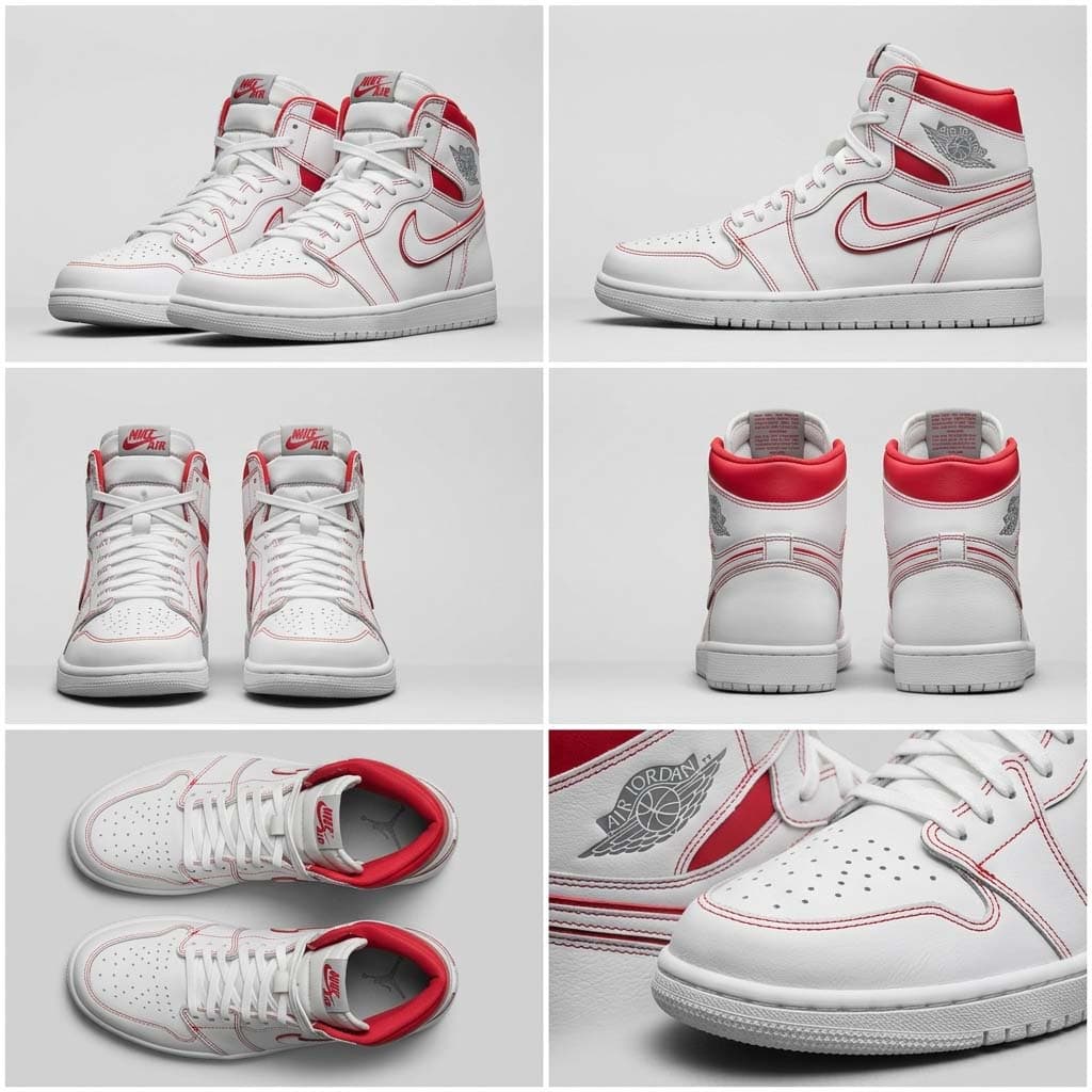 کتونی ساقدار مردانه Air Jordan 1 سفید قرمز مناسب استایل روزمره B | سایز 41 تا 44 — تصویر ۲