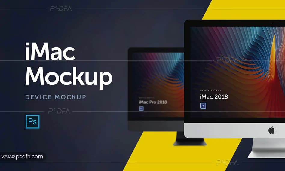 قالب لایه باز موکاپ iMac و iMac Pro با فرمت PSD