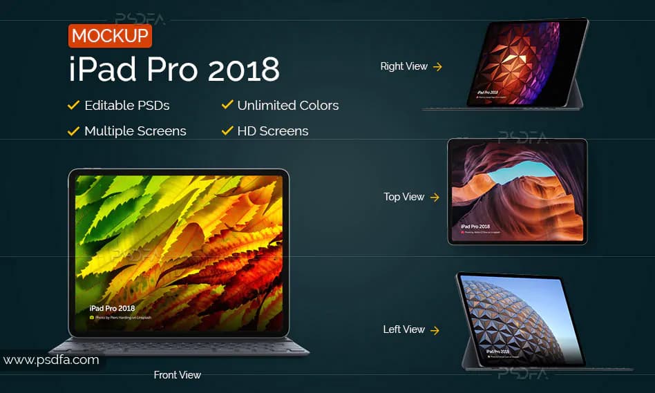 4 قالب لایه باز تبلت آیپد پرو (موکاپ آیپد پرو) – iPad Pro 2018 Mockup
