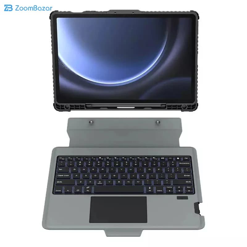 کیف کلاسوری کیبورددار نیلکین مدل Bumper Combo Backlit Keyboard مناسب برای تبلت سامسونگ Galaxy S9 Fe Plus — تصویر ۴