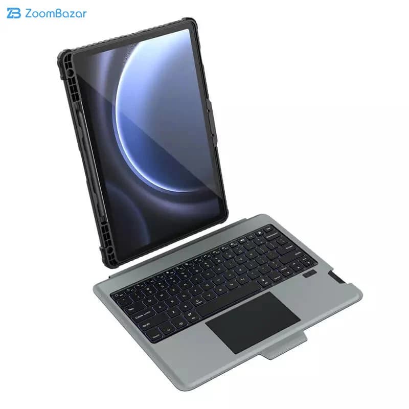 کیف کلاسوری کیبورددار نیلکین مدل Bumper Combo Backlit Keyboard مناسب برای تبلت سامسونگ Galaxy S9 Fe Plus — تصویر ۳